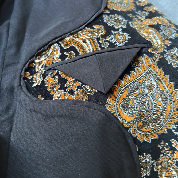 NWOT Velveteen Blazer MICHAEL KORS Black/Marigold/Ivory some stretch & fitted - Picture 5 of 13